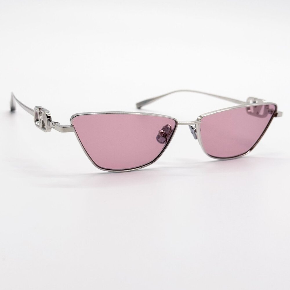 NEW VALENTINO SUNGLASSES VLS-135C SILVER/PINK WOMEN CAT EYE EYEWEAR